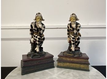 Court Jester Harlequin Royal Clown Bookends