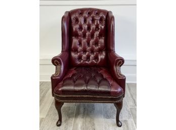 Tufted  Leather Wing Back Chair