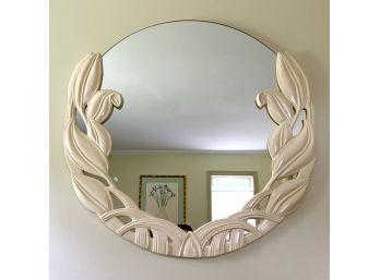Gorgeous Round Mirror In Unique Floral Frame With Lacquered Finish