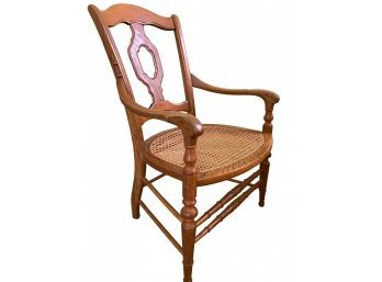 Hardwood Accent Chair With Caned Seat