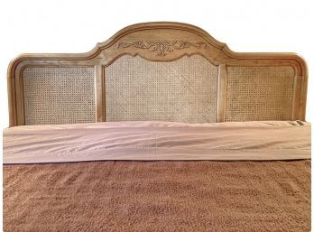 Lovely King Sized Headboard With Wooden Frame And Caned Backing