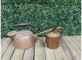 Vintage Copper Tea Kettle And Haws Watering Can