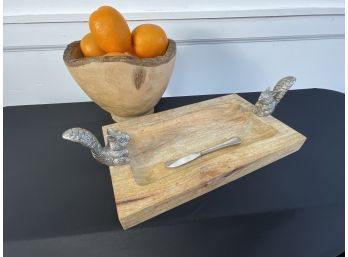 Raw Wood Bowl And Cutting Board