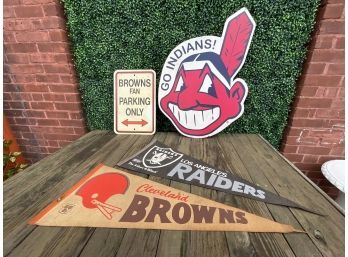 Vintage Cleveland Browns And Indians And Raiders Memorabilia