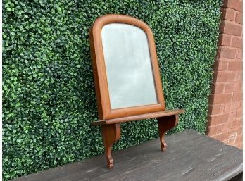 Vintage Oak Wall Mirror With Shelf