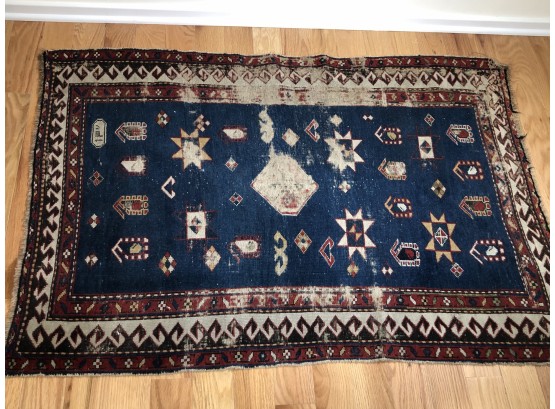 Beautiful Antique Oriental Rug - Appears To Be VERY Old - Has Wear - Signed By Maker - BEAUTIFUL ANTIQUE RUG