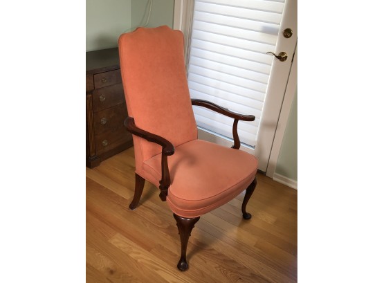 Great Looking Mahogany Armchair With Queen Anne Legs - Reupholstered Two Years Ago - Beautiful Chair !