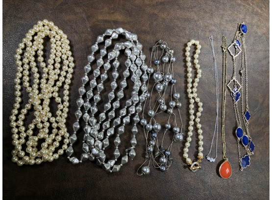 Gorgeous Lot Of Seven (7) Costume Jewelry Necklaces - All Nice Quality - All For One Bid - NICE LOT !