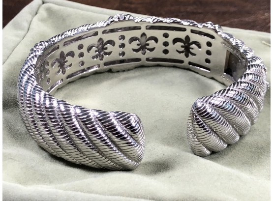 Incredible JUDITH RIPKA Sterling Silver Cable Twist Bangle Bracelet With Judith Ripka Pouch - Paid $485