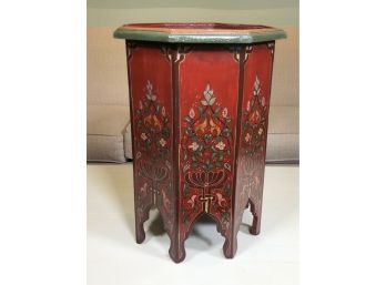 Beautifully Hand Painted Small Table / Tabouret Stand From Morocco - Very Pretty Piece - ALL HAND PAINTED