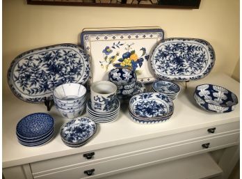 Phenomneal HUGE 38 Piece Lot Of Blue & White Porcelain & China - Some Antique - Some New - GREAT LOT !