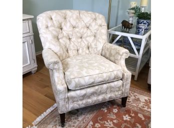 Lovely Vintage Club Chair -  Button Tufted Back -  Reupholstered Two Years Ago - GREAT VINTAGE PIECE !