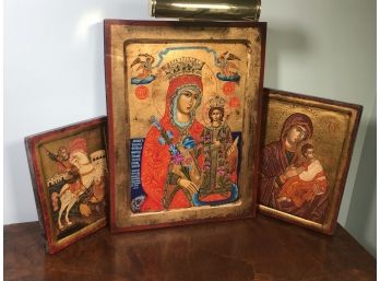 Absolutely Stunning Byzantine Style Icons ALL HAND PAINTED With Egg Tempera & Real 24K Gold Leaf INCREDIBLE !