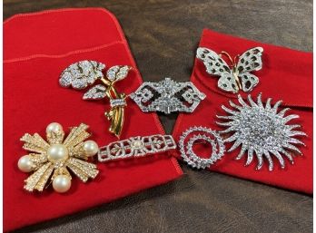 Fabulous Seven (7) Piece Brooch / Pin Collection - Including Nolan Miller - Ciner & Others GREAT LOT !