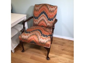 Very Nice Mahogany Armchair With Fantastic Vibrant Upholstery - Like New Condition - REALLY A GREAT CHAIR !