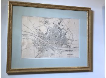 Beautiful Antique Map Of Florence Italy In Custom Archival Preservation Frame - BEAUTIFUL Antique Piece