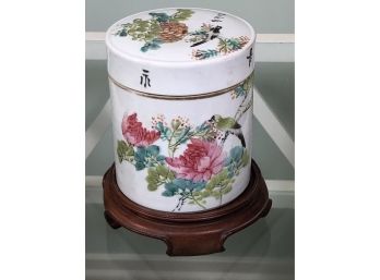 Antique 1860s Chinese Famille Rose Porcelain Box / Lidded Jar TUNG CHIH Period 1865 Ching Dynasty
