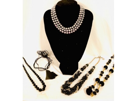 Collection Of Black And Grey Necklaces