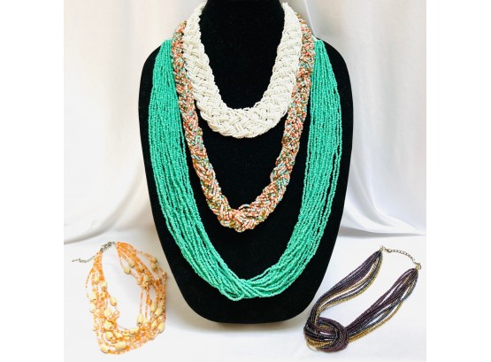 Collection Of Five Seed Bead Necklaces