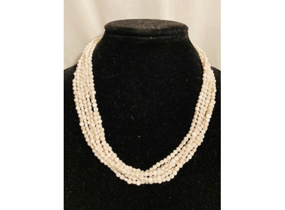 Vintage Multi-Strand Disc Bead Necklace With Detailed Clasp