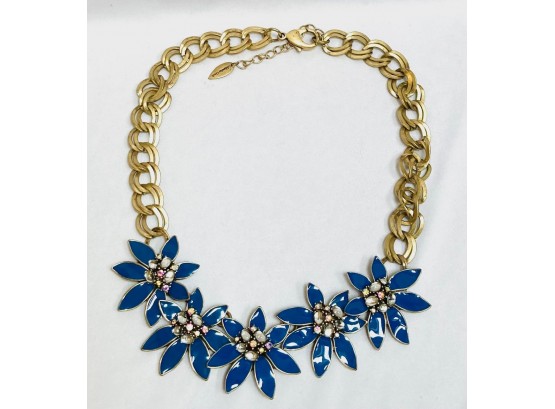Enamel And Rhinestone Figural Floral Wreath Necklace By Coldwater Creek