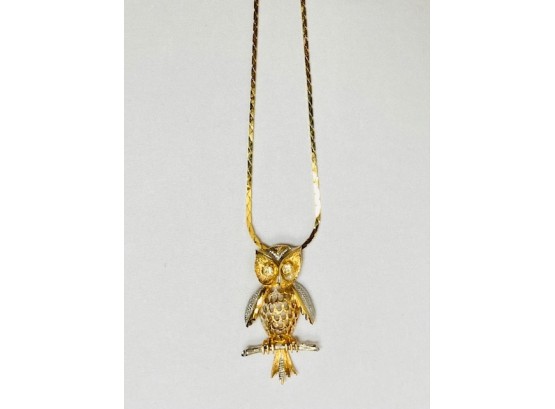 Goldtone Owl Pendant Necklace