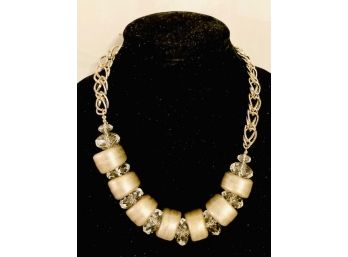 Chunky Silver And Acrylic Dice Statement Necklace