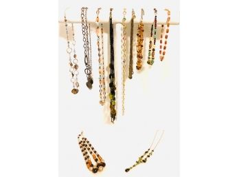 Collection Of Eleven Earthy Bronze Goldtone Necklaces