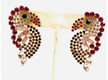 Sparkling Rhinestone Toucan Earrings