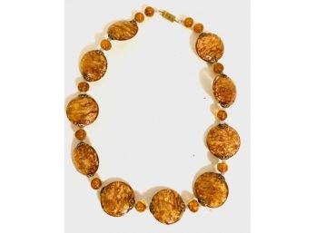 Copper-Colored Murano Glass Style Beaded Necklace