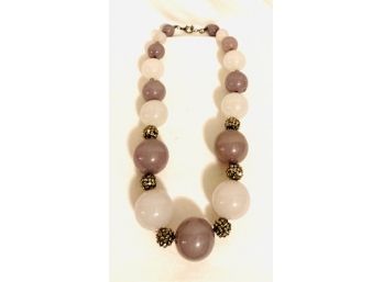 Large Chunky Graduated Grey Bead Necklace
