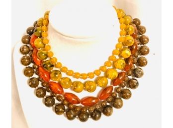 Five Strand Vintage Lucite Bead Necklace