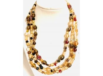 Beautiful Long Single Strand Glass Bead Necklace