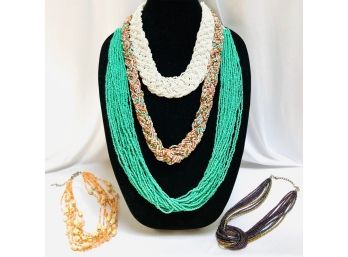 Collection Of Five Seed Bead Necklaces