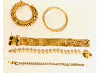 Collection Of Five Goldtone Bracelets