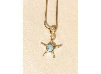 Natural Stone Starfish Pendant On Sterling Silver Chain