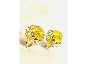 Elegant And Vibrant Lemon Button Earring
