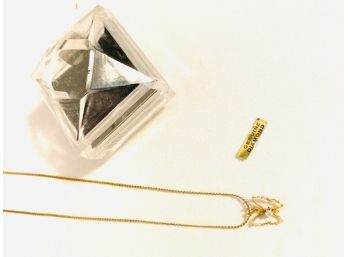 Genuine Diamond Chip Butterfly Pendant Necklace