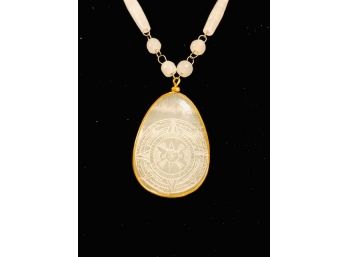 Carved Stone Pendant Necklace