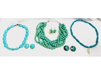 Collection Of Turquoise Tone Costume Jewelry