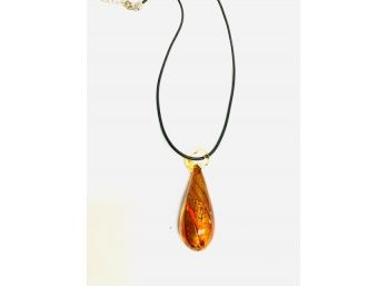 Hand-Blown Art Glass Pendant On Rope Chain