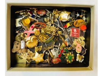 Box Lot - Large Quantity Of Lapel Pins - Straight Pins, Tick Tacks, And Cufflings. Untested And Unsearched.