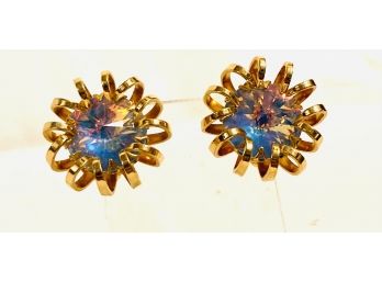 Gorgeous Designer-Signed Clip-Back Button Earring Pair