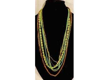 Artistic Earthy Multi-Strand Bead Necklace