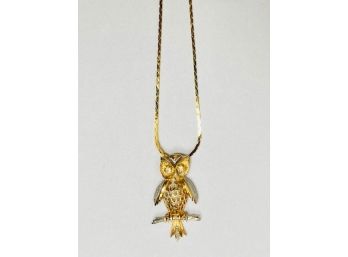 Goldtone Owl Pendant Necklace