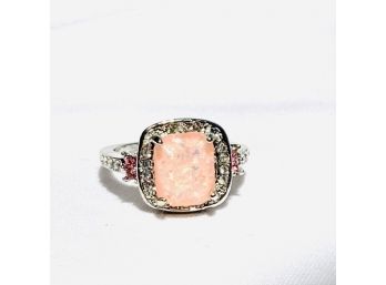Stunning Pink Opal Cocktail Ring - Size 7