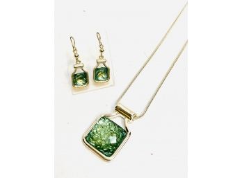 Abalone Pendant Necklace And Earring Set