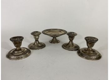 Weighted Reinforced 5 Pc Sterling Silver Table Top Group