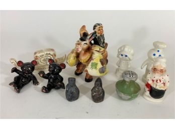 Vintage Group Of Salt And Pepper Shakers Of Very Different Themes Made In Japan/Occupied Japan