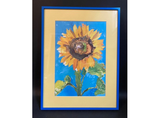 Striking Sunflower On Eye-Popping Blue Background